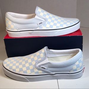 Pale blue & white checkered Vans